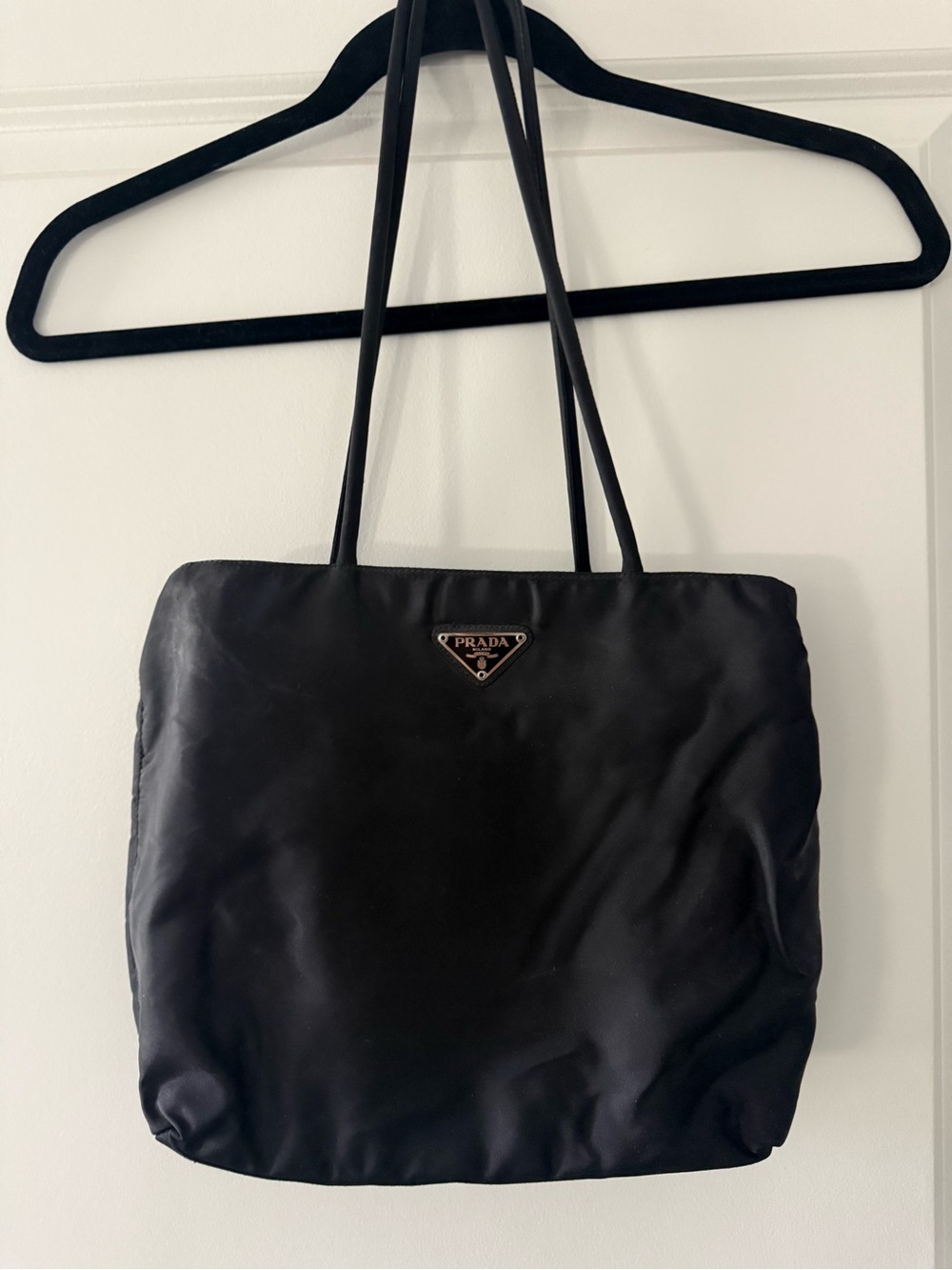 Prada Black Nylon Tote with Triangle Logo